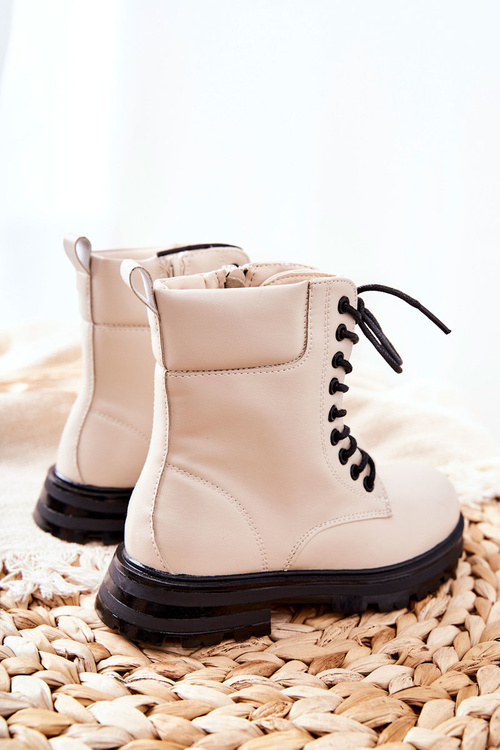 Класичні дитячі чоботи на блискавці бежеві Кларіка