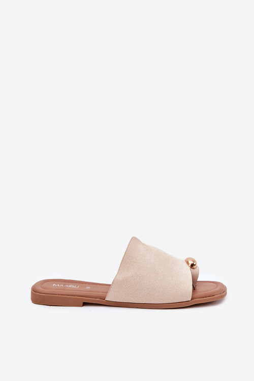 Плоскі Жіночі Сандалі З Золотим Деталем Бежеві Ебіліна