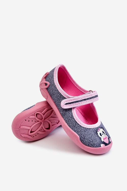 Тапочки дитячі балерини Befado Panda 114X506 сіро-рожевий