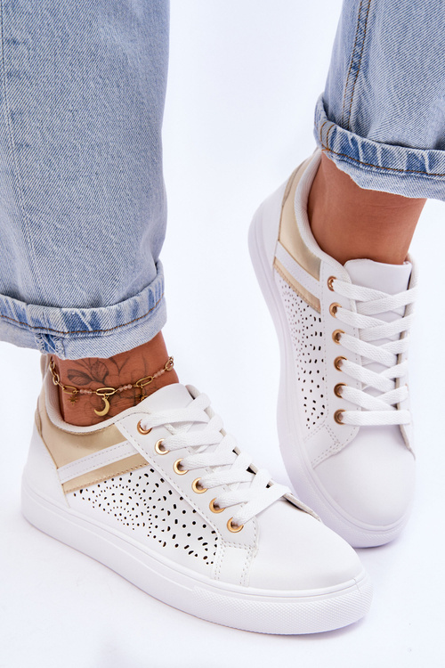 Класичне спортивне взуття з ажурним візерунком Біло-Золотий Веселий