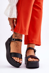 Жіночі босоніжки на масивній платформі Чорний Кейс