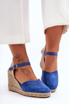Замшеві босоніжки на платформі синього кольору Selfoss