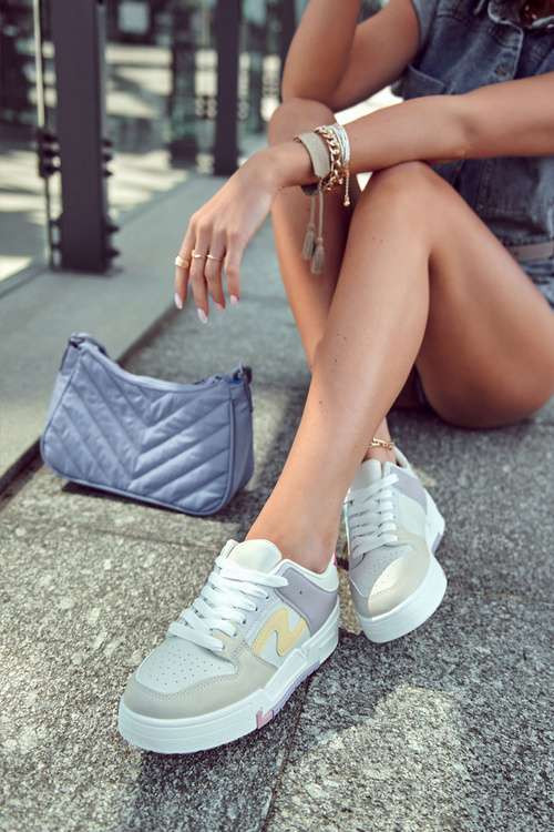 Жіночі спортивні шкіряні туфлі бежеві Francis