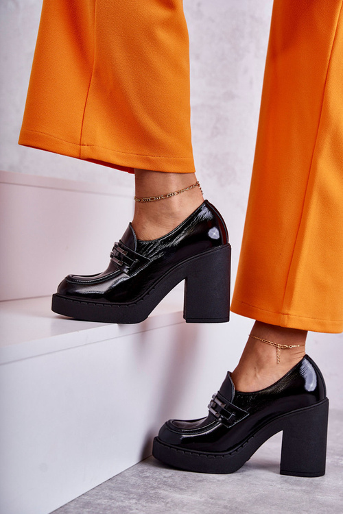 Лаковані туфлі на масивній посадці Black Jaime