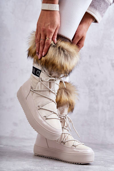 Жіночі зимові черевики Santero на шнурівці бежеві