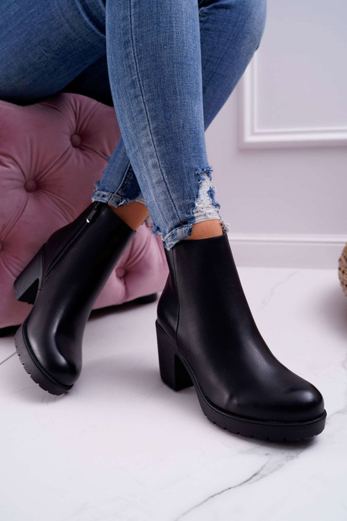 Чоботи жіночі на шпильці Чорні Veba