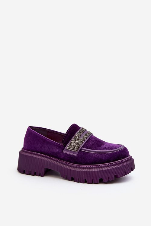 Жіночі оксамитові мокасини з декором Purple Wendreda