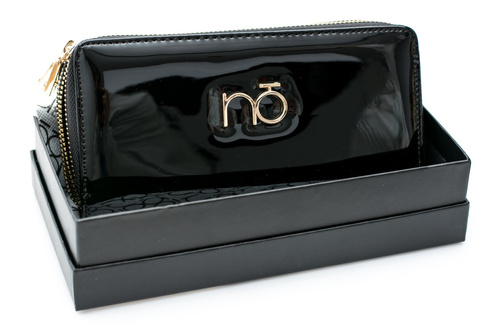 Великий жіночий чорний лакований гаманець Nobo