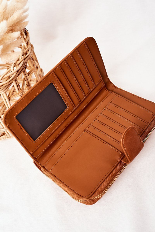 Великий жіночий гаманець з кишенею коричневого кольору