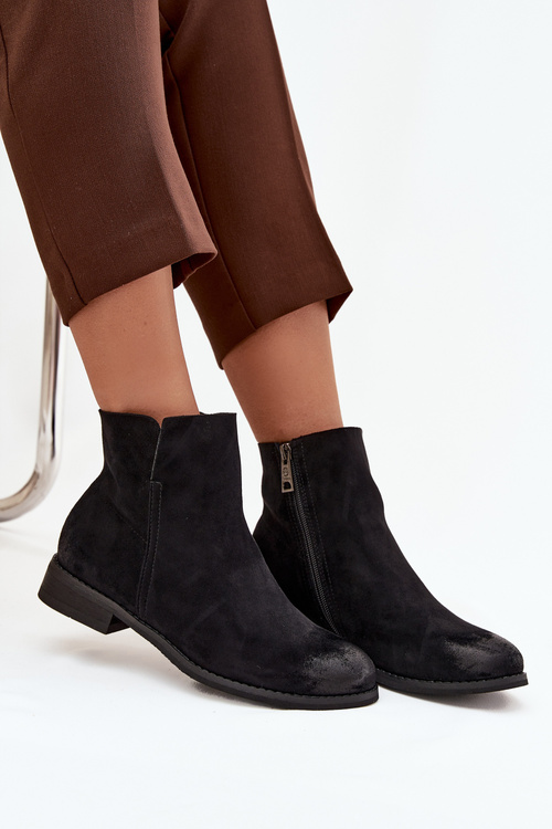 Жіночі чоботи на плоскому каблуці Vinceza 39961 Чорні