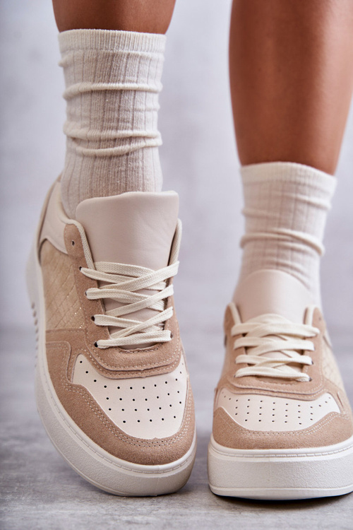 Жіноче низьке спортивне взуття на платформі бежеві Kyllie