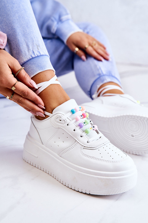 Жіноче спортивне взуття на зав'язках Кросівки білі Manila