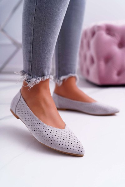 Жіночі балетки Lu Boo ажурні сірі десертні