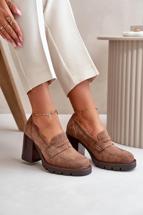 Жіночі човники на високих підборах і платформі з чорної еко-замші Vinceza 58105