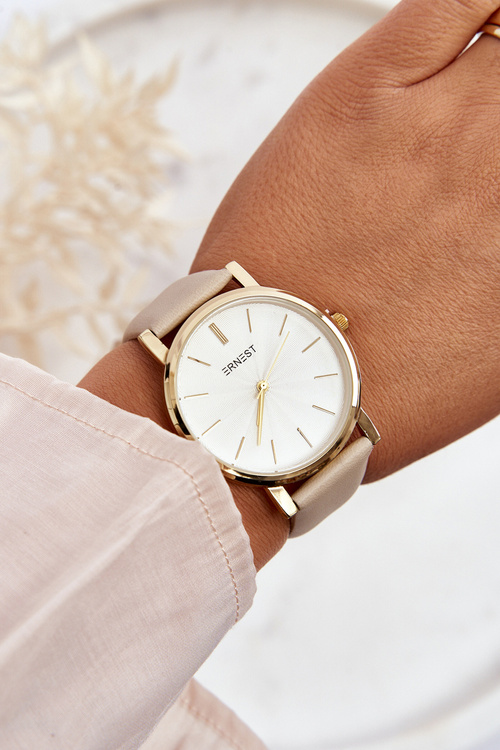 Жіночий годинник із золотим корпусом Ernest Beige Vega
