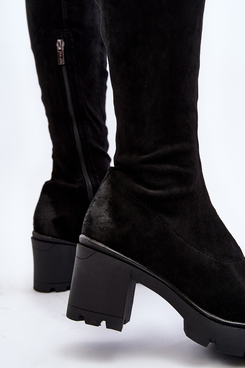 Чоботи вище коліна на підборах La.Fi 270067B-SU Чорні