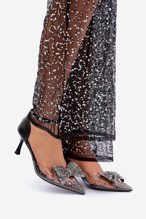 Прикрашені Чоботи На Каблуку Чорні Laviri