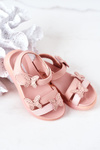 Дитячі босоніжки на липучці з метеликами Мальвіка рожеві