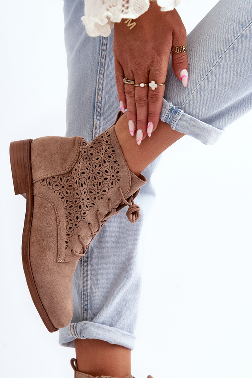 Чоботи жіночі з малюнком бежеві S.Barski HY66-136