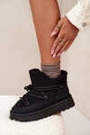 Жіночі Снігоступи На Платформі З Пухнастим Вовняним Покриттям Big Star SS274109 Чорні