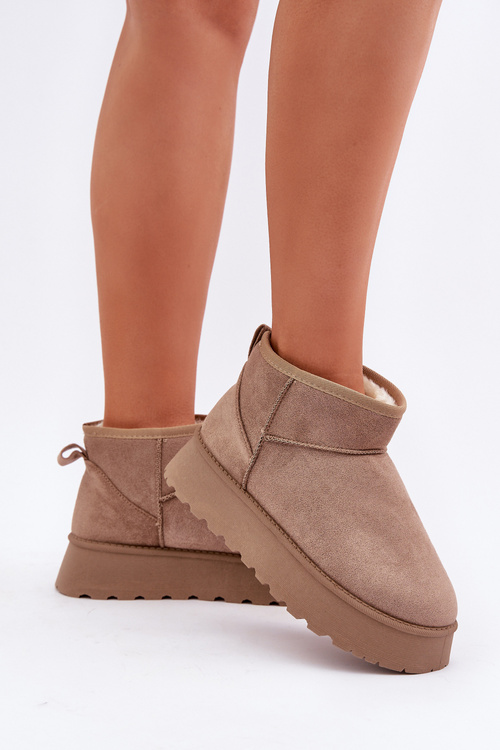 Снігоступи на Платформі з Еко Замші Темно-бежеві Vlivana