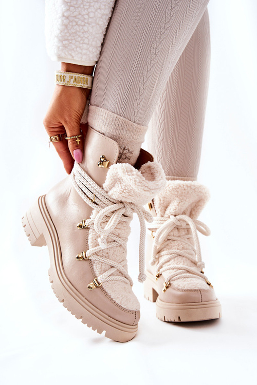 Шкіряні черевики Trapper Tied Lewski Light Beige 3116