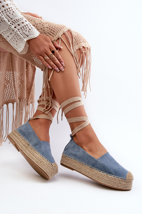 Жіночі сині еспадрільї на платформі Tailesse на шнурівці