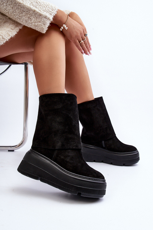 Замшеві черевики на платформі Maciejka Чорні 05319-01