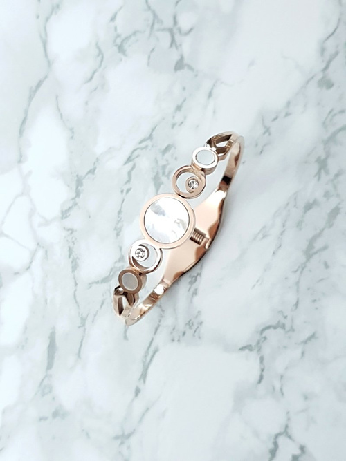 Жіночий сталевий браслет Pearl Stones Pink Gold Dione