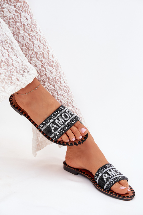 Жіночі Плоскі Сандалі З Декором Amore Чорні Avelina