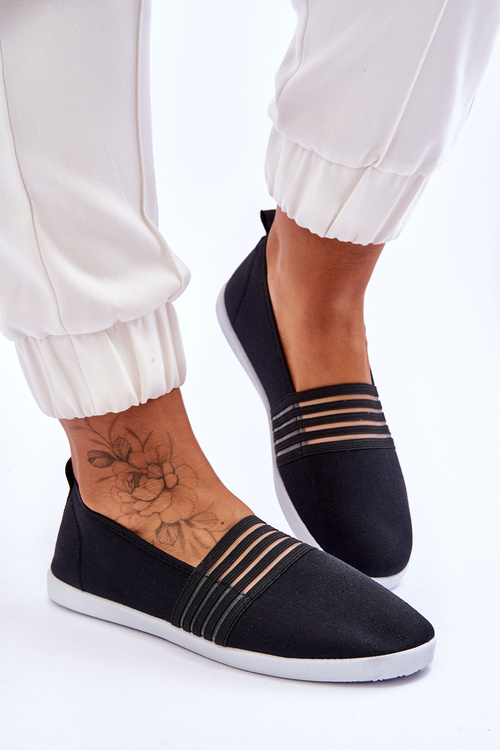 Жіночі тканинні кросівки сліпони темно-сині чорні лілії