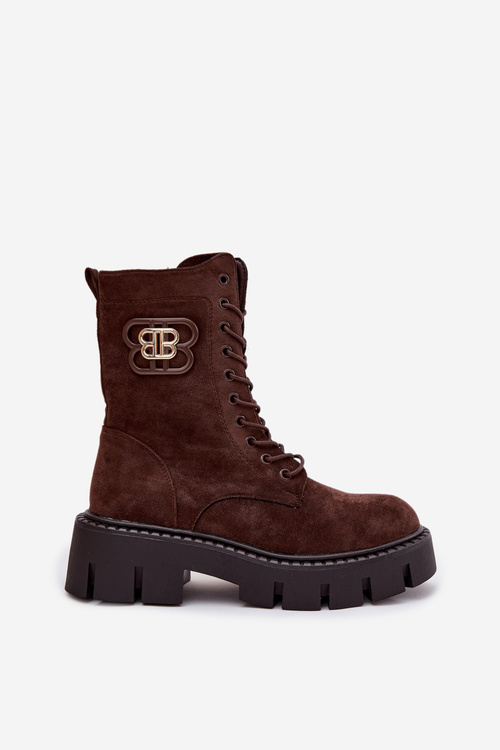 Жіночі робочі чоботи з декоративним елементом ізольовані шоколад Ilyane