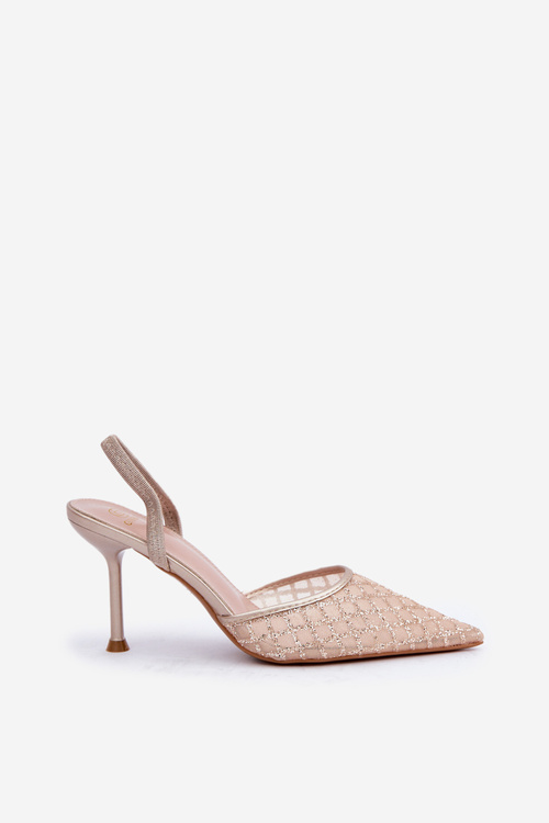 Туфлі З Відкритою П'ятою Прикрашені Блиском Золоті Berilae