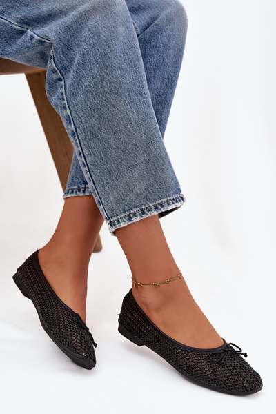 Балетки З Коси І Бантом Чорні Belirra