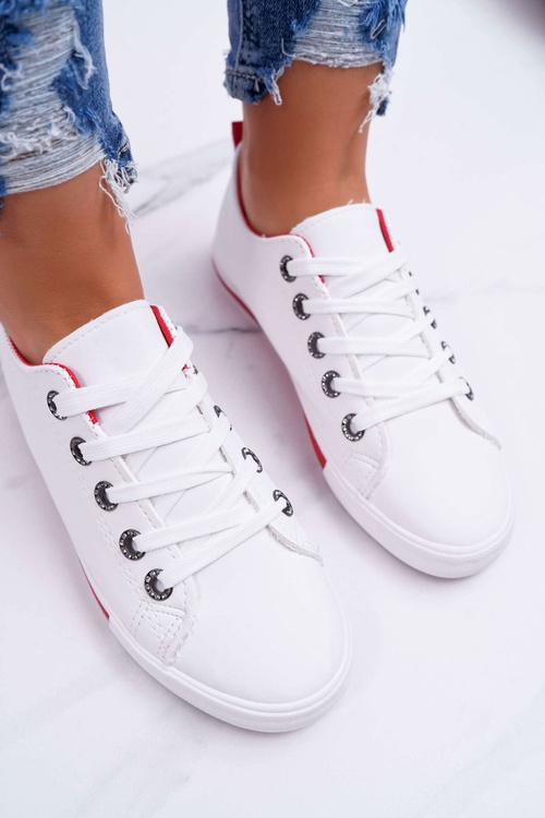 Жіночі кросівки білі червоні в смужку Nigrid2