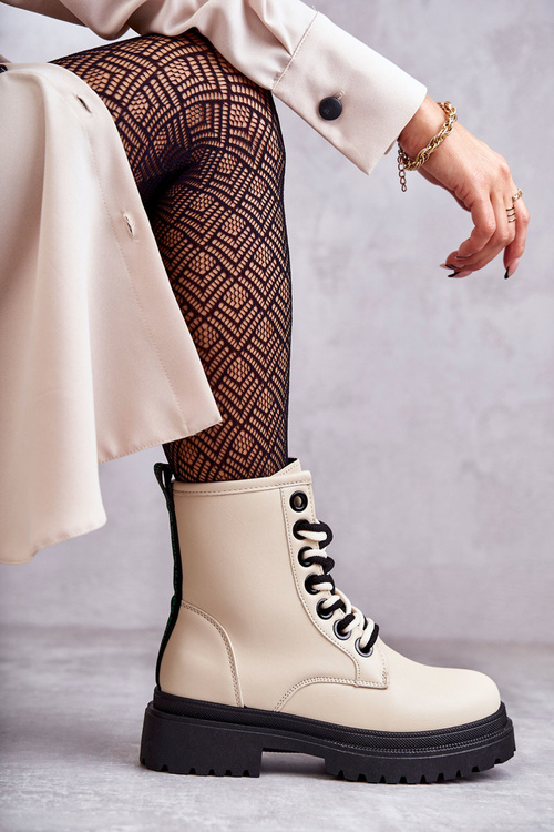 Жіночі шкіряні чоботи Workers світло-бежевий Denila