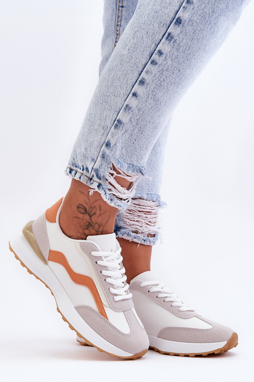 Жіночі шкіряні кросівки Somerio біло-помаранчеві