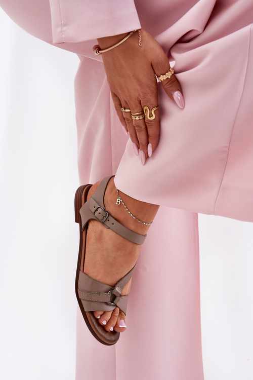 Zazoo 40182 Шкіряні Жіночі Сандалі Темно-бежеві