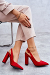 Туфлі з гострим носком на високих підборах червоного кольору 