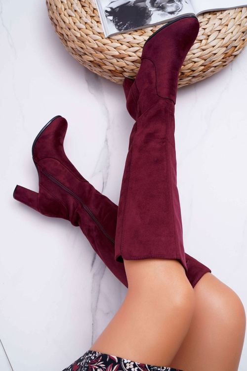 Жіночі замшеві чоботи Sergio Leone темно-бордові KZ275