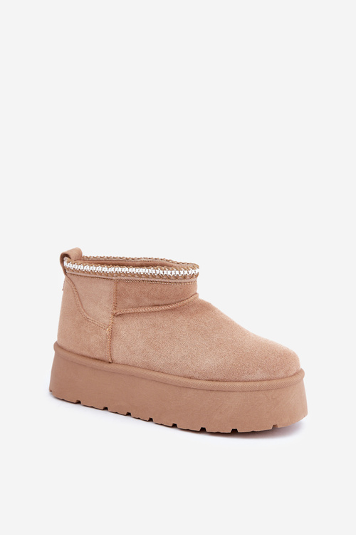 Снігоступи на платформі з декоративною вишивкою бежеві Heslania