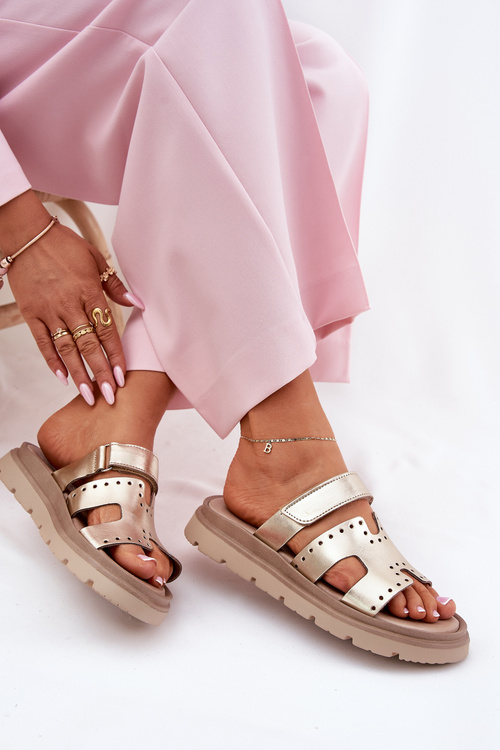 Жіночі Сандалі З Природної Шкіри На Платформі Zazoo 40440 Золоті