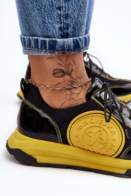 Жіноче шкіряне спортивне взуття Maciejka 06295-01 чорно-жовтий