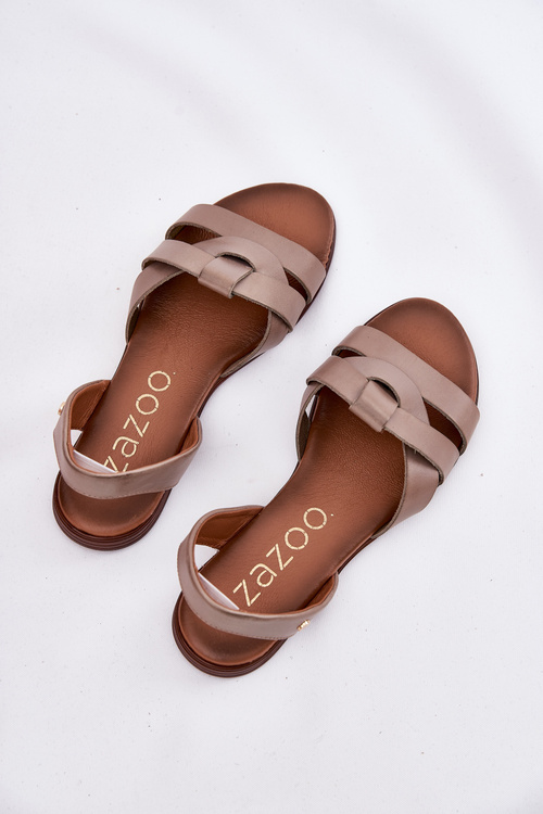 Zazoo 40185 Зручні Шкіряні Сандалі Темно-Бежеві