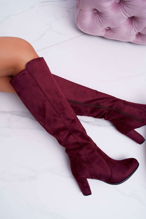 Жіночі замшеві чоботи Sergio Leone темно-бордові KZ275