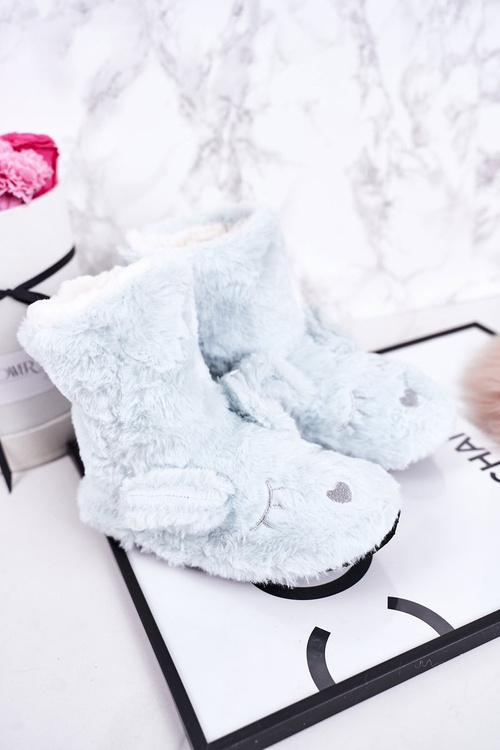 Дитячі утеплені домашні тапочки світло-блакитна соня