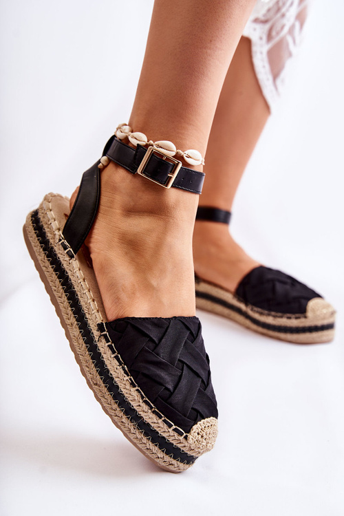 Жіночі босоніжки еспадрільї на платформі чорні Susane