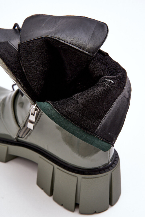 Жіночі лаковані чоботи зелені SBarski MR870-61