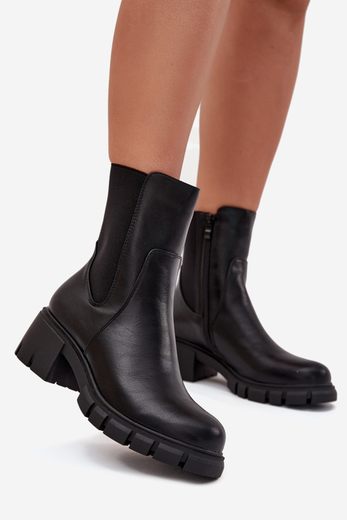 Жіночі Черевики На Блоці Еко Шкіра Чорні Kyra