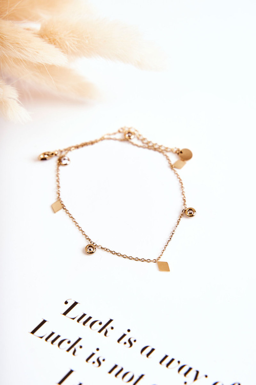 Браслет на ніжці ромби і стрази золоті 